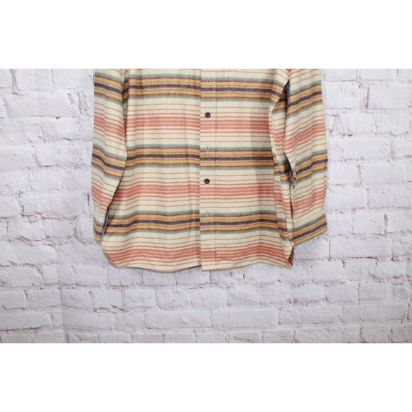 LL Bean Chamois Traditional Fit Stripe Flannel Shirts Orange L Tall - Picture 3 of 11
